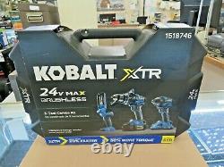 Kobalt Xtr 3-Tool 24-Volt Max Brushless Power Tool Combo Kit #1518746 -NEW