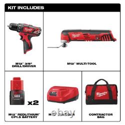 M12 12V Lithium-Ion Cordless Drill Driver/Multi-Tool Combo Kit (2-Tool) with (2)