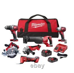 MILWAUKEE M18 6-Tool Combo Kit (2697-26) with Batteries, Charger