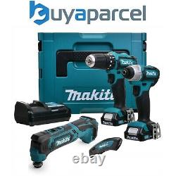 Makita 12v CXT 3pc Kit Combi Hammer Drill + Impact Driver + Multi Tool 2 Batts