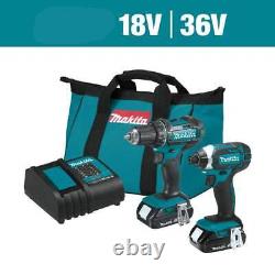 Makita Driver-Drill/Impact Driver Combo Kit 18V Cordless with Charger+Tool Bag