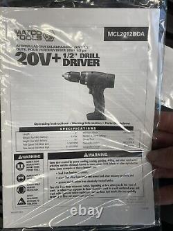 Matco Tools 20V +1/2 Inch Cordless Infinium Drill Driver Kit Brushed MCL2012DDAK