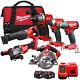 Milwaukee 18v 6 Piece Power Tool Kit With 2 X 5.0ah Batteries Charger & Bag