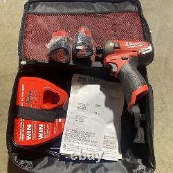 Milwaukee 2401-22 12V 1/4 Cordless Drill/Driver With 2 Batteries /charger/bag