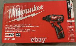 Milwaukee 2401-22 12V Li-Ion Cordless Drill/Driver Kit With Battery & Charger New