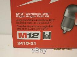 Milwaukee 2415-21 M12 Li-Ion 3/8 Right Angle Drill Driver Kit-FREE SHIP NEW