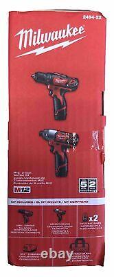 Milwaukee 2494-22 M12 12V Cordless Drill Driver/Impact Driver 2-Tool Combo Kit