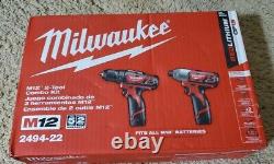 Milwaukee 2494-22 M12 12 Volt Cordless Drill and Bit Driver Tool Combo Kit