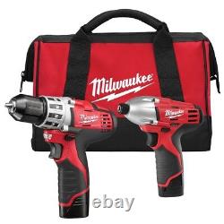 Milwaukee 2494-22 M12 12 Volt Cordless Drill and Bit Driver Tool Combo Kit