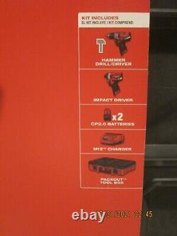 Milwaukee 2598-22PO, PACKOUT M12 FUEL 2-Tool Hammer Drill Impact Driver Kit NISB
