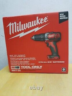 Milwaukee 2607-20 M18 18V Compact 1/2-Inch Hammer Drill/Driver Bare Tool