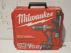 Milwaukee 2607-22 M18 18V Li-Ion XC 1/2 Hammer Drill Driver Kit NISB FREE SHIP