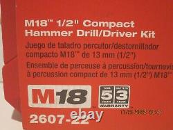 Milwaukee 2607-22 M18 18V Li-Ion XC 1/2 Hammer Drill Driver Kit NISB FREE SHIP