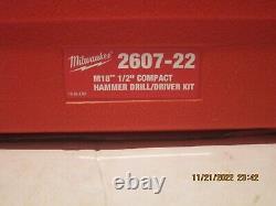 Milwaukee 2607-22 M18 18V Li-Ion XC 1/2 Hammer Drill Driver Kit NISB FREE SHIP