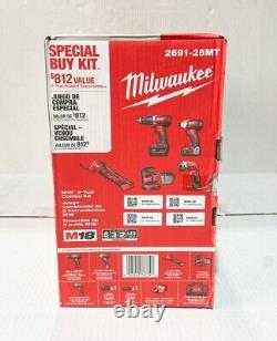 Milwaukee 2691-25MT Cordless Combo Tool Kit Set with 3.0Ah and 1.5Ah Batteries