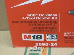 Milwaukee 2695-24 M18 18-Volt Cordless Power Lithium-Ion 4-Tool Combo Kit
