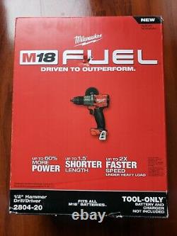 Milwaukee 2804-20 M18 FUEL 1/2 Hammer Drill/Driver (Tool Only) BRAND NEW IN BOX