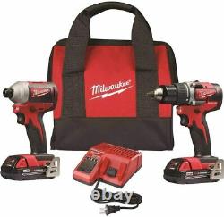 Milwaukee 2892-22CT M18 Compact 2-Tool Combo Kit, Drill Driver/Impact Driver