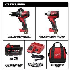 Milwaukee 2893-22 M18 18V 2-Tool Hammer Drill and Impact Driver Combo Kit