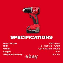 Milwaukee 3692-22CT M18 18V Compact Brushless 2 Tool Drill/Driver Combo Kit