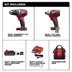 Milwaukee Cordless Tool Combo Kit 18-Volt Lithium-Ion Battery Charger Tool-Bag