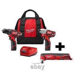 Milwaukee Drill Driver Impact Driver Kit With Oscillating Multi-Tool Red(2-Tool)