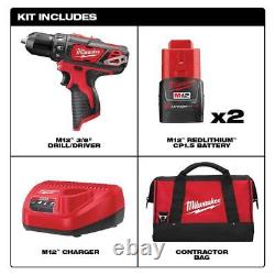 Milwaukee Drill/Driver Kit 12V Lithium-Ion Cordless with Charger/Battery Tool Bag