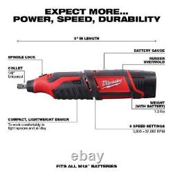 Milwaukee Drill/Driver Kit 12V Lithium-Ion Cordless with Rotary Tool/Battery Pack