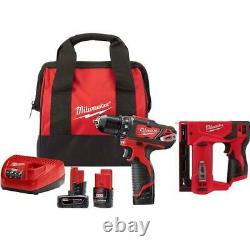 Milwaukee Drill/Driver Kit 12-V Cordless 3/8 in with Crown Stapler 6.0 Ah Battery