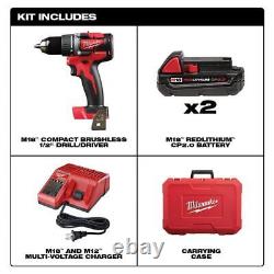 Milwaukee Drill/Driver Kit 18V with 100pc. Bit Kit & Tool Case Brushless/Cordless