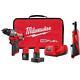 Milwaukee Drill/driver Kit 1/2 + Ratchet 3/8 12v Li-ion Brushless Cordless