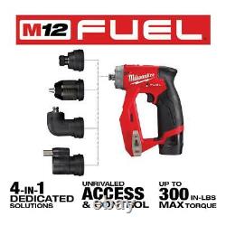 Milwaukee Drill Driver Kit 3/8 in. 12-Volt 4-in-1 Installation with 4-Tool Heads