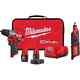 Milwaukee Drill Driver Kit + Rotary Tool 12v Li-ion With (2) Batteries + Charger