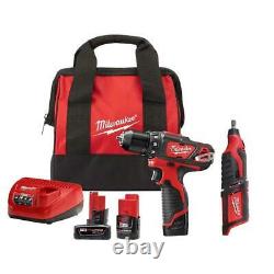 Milwaukee Drill/Driver Kit Rotary Tool Li-Ion 3/8 in 12-Volt Cordless Battery