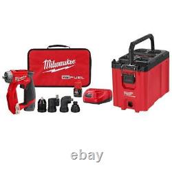Milwaukee Drill Driver Kit and 4-Tool Heads 12-Volt Brushless Cordless 4-in-1