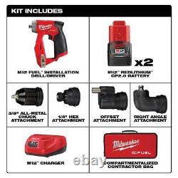 Milwaukee Drill Driver Kit and 4-Tool Heads 12-Volt Brushless Cordless 4-in-1