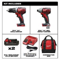 Milwaukee Impact Driver Combo Kit With 23PC Drill Bit Set 18-Volt Red (2-Tool)