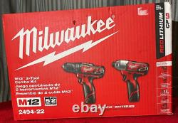 Milwaukee M12 12V Cordless Drill Driver/Impact Driver 2-Tool Combo Kit (2494-22)