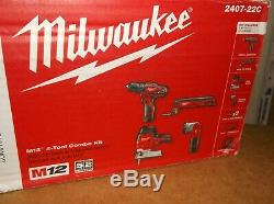 Milwaukee M12 2407-22C 4-Tool 12V Cordless Drill/Driver Combo Tool Kit
