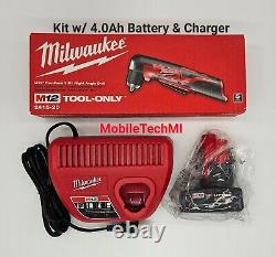 Milwaukee M12 3/8 Right Angle Drill Driver 2415-20 Kit with 4.0 Battery Charger
