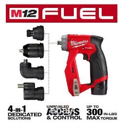 Milwaukee M12 FUEL Drill Driver 3/8 in. 18-Volt 4-in-1 Installation 4-Tool Heads