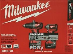 Milwaukee M18 2-Tool Combo Kit 2893-22, Hammer Drill/3-Speed Impact Driver