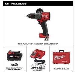 Milwaukee M18 FUEL Hammer Drill/Driver Kit (2904-22) Tool, Case, Batteries/chrgr