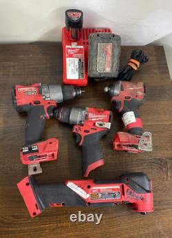 Milwaukee Set of 4 Tools + Charger and Batteries Drivers, Multi Tool