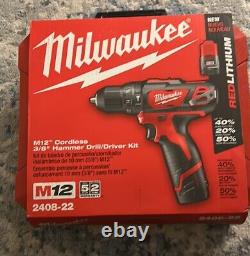 Milwaukee Tool 2408-22 M12 3/8 Hammer Drill/Driver Kit