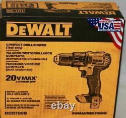 NEW DEWALT DCD780B 20V MAX Lithium-Ion 1/2 Inch Cordless Drill Driver Tool Only