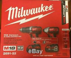 NEW Milwaukee 2691-22 M18 Li-Ion 2-Tool Combo Kit