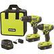 New Ryobi One+ 18v Lithium-ion Cordless 2-tool Combo Kit With Drill/driver, Impact