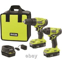 NEW RYOBI ONE+ 18V Lithium-Ion Cordless 2-Tool Combo Kit with Drill/Driver, Impact