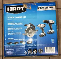 NEW SEALED Hart 3 Tool 20V Combo Kit HPCK322B Drill Impact Driver Circular Saw